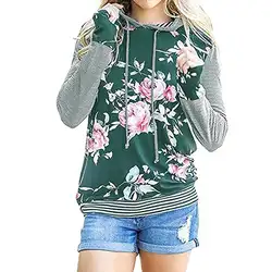 Толстовки с цветочным принтом женские осенние полосатые толстовки пуловер с длинными рукавами повседневные топы зимние WS2817X