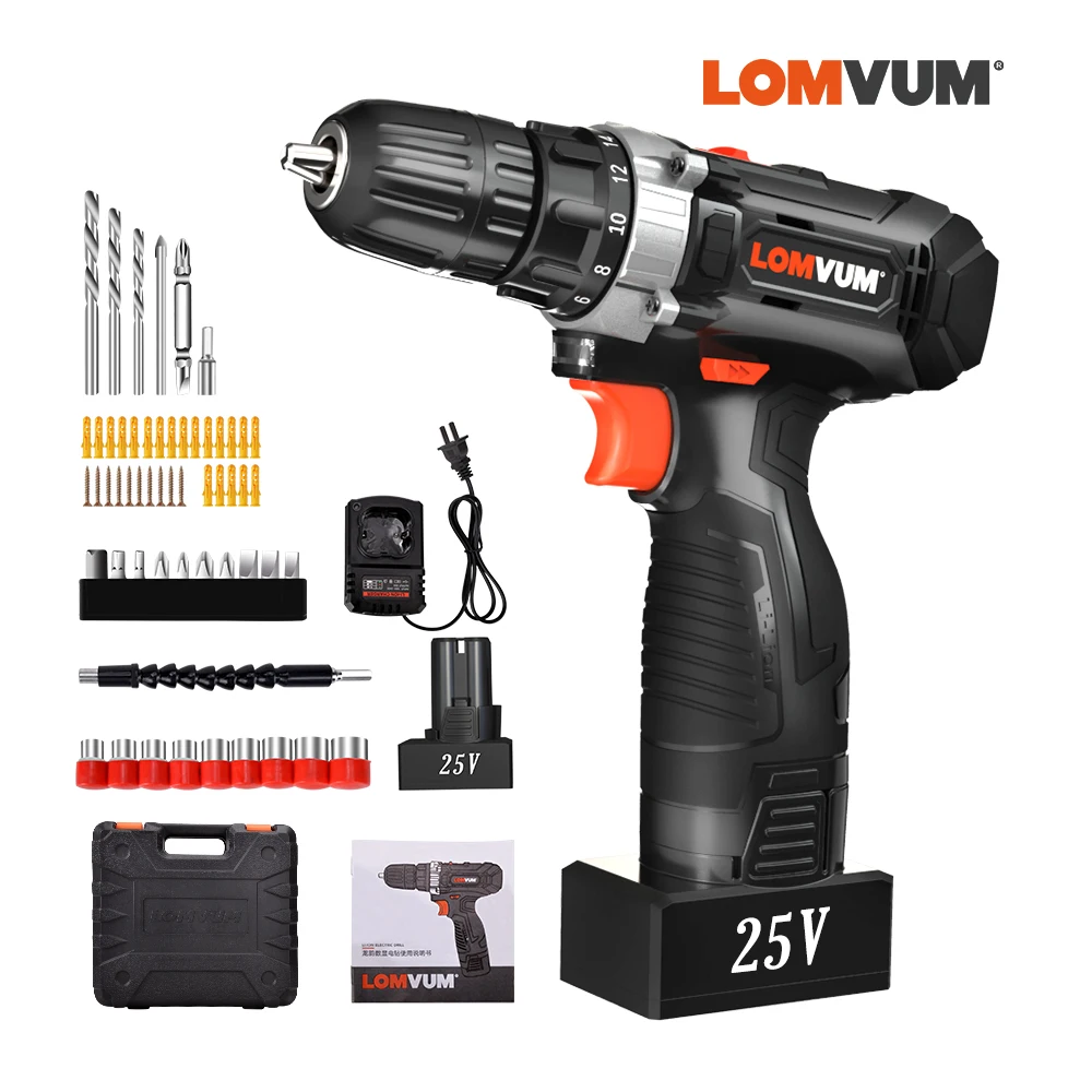 LOMVUM Electric Drill Digital Rechargeable