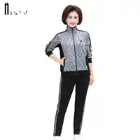 ASLTW Sport Set New 2018 Casual Women's Long Sleeve Turn Down Collar Sweatshirt Top + Long Pant 2 Pieces Women Set