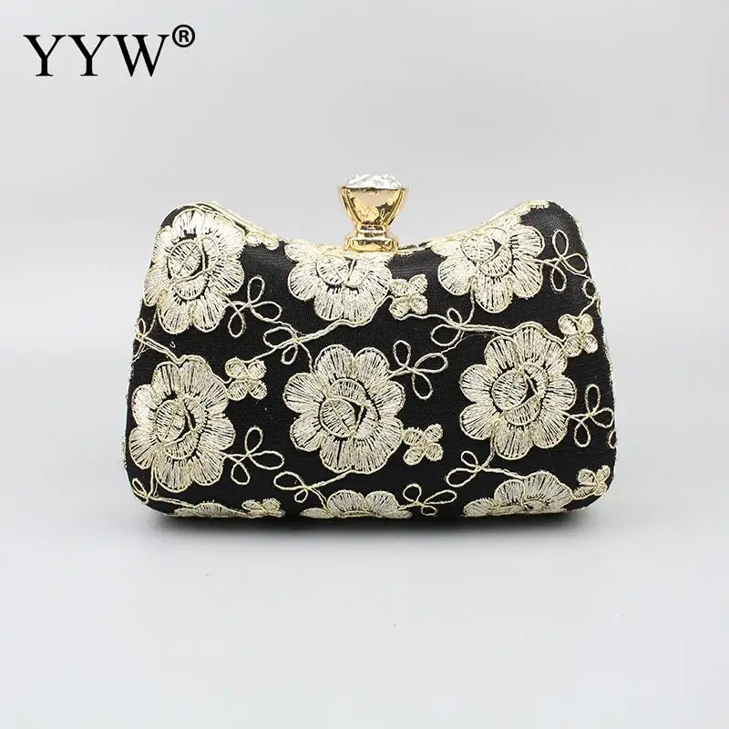 Silver Metal Pillow Evening Party Clutch Bag For Women Cintage Embroidered Floral Gold Wedding Bag Purse Metallic Rhinestones