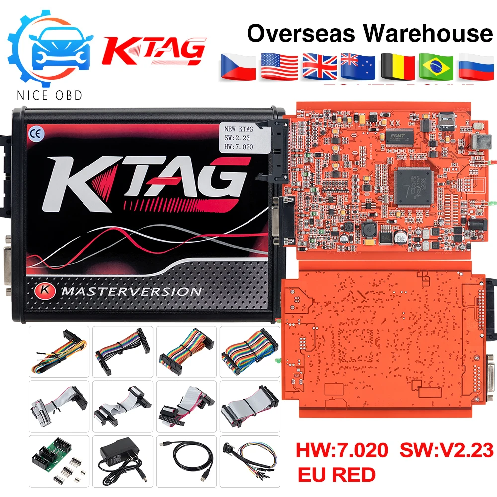 

2018 Ktag V7.020 V2.23 ECU Chip Tuning Programming Tool No Token Limit Online EU Red Master Version K-TAG 7.020 Gifts ECM Winols