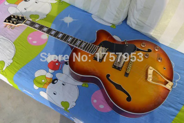 

Factory custom shop 2017 New L-5 L5 Jazz guitar F -Semi Hollow sunburst color Electric guitar in stock free shipping (HAI 4