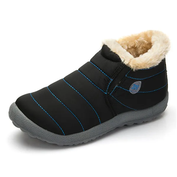Мужские ботинки зимние с мехом сохранить теплые зимние сапоги Мужские зимние сапоги рабочая обувь Для мужчин обувь модные резиновые ботильоны 35-48 - Цвет: black blue