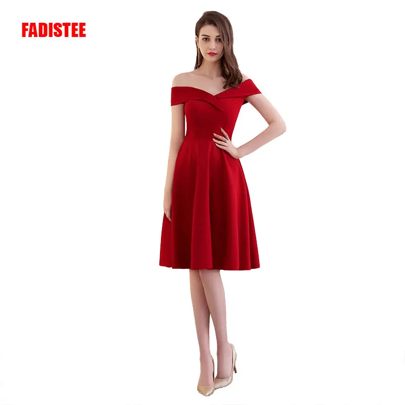

FADISTEE New arrival sexy prom party dress evening short simple dresses Vestido de Festa Zipper stretch satin free shipping