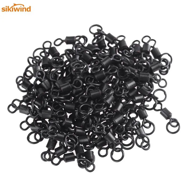 

25pcs Matte Black Fishing Rolling Swivels Connector Set with Solid Ring Carp Rigs Fish Hook Lure Connector Fishing Tackle Tool