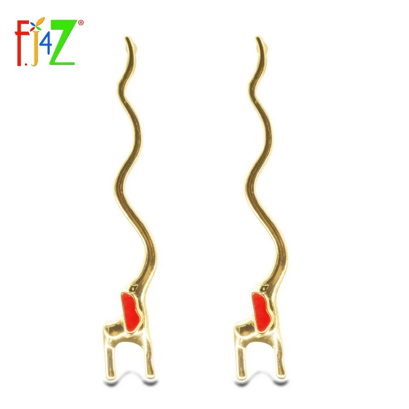 

F.J4Z Brand 2017 New Fashion Personality Party Show Style Earrings Long Nose Funy Elephant Stud Earrings For Women Jewelry Deco