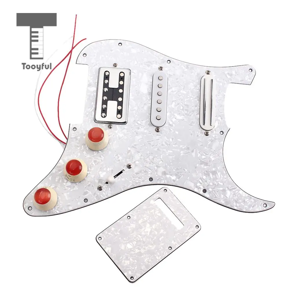 Tooyful 3ply Loaded Prewired Pickguard SSH Pickup with Back Plate for ST Electric Guitar Parts