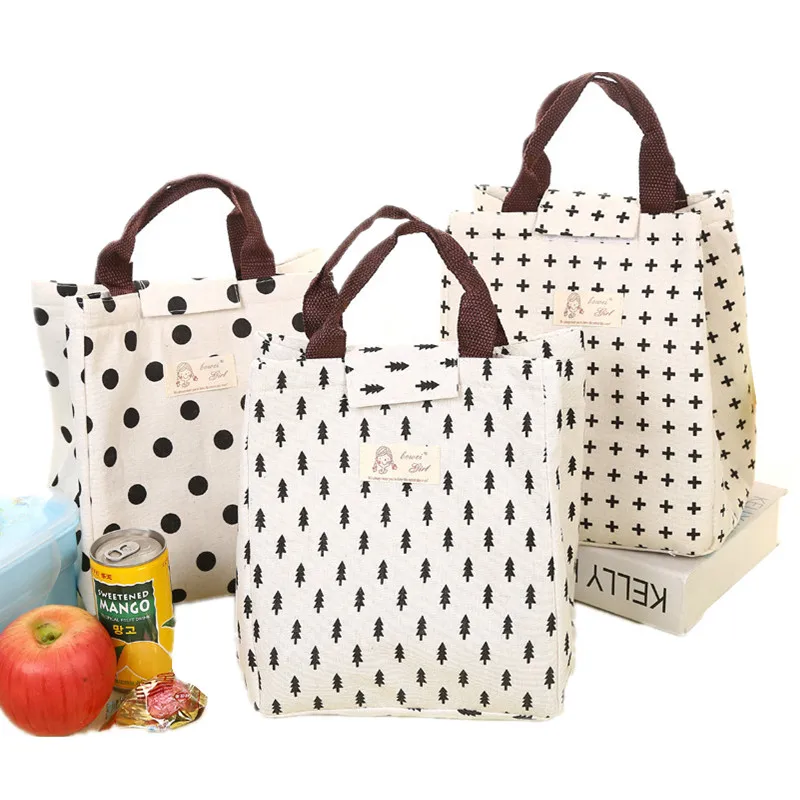 Новая посылка на ланч для женщин и детей, сумки на Ланч-бокс, теплоизоляционная сумка, креативная, высококачественная, хлопковая, льняная, Портативная сумка на Ланч-бокс