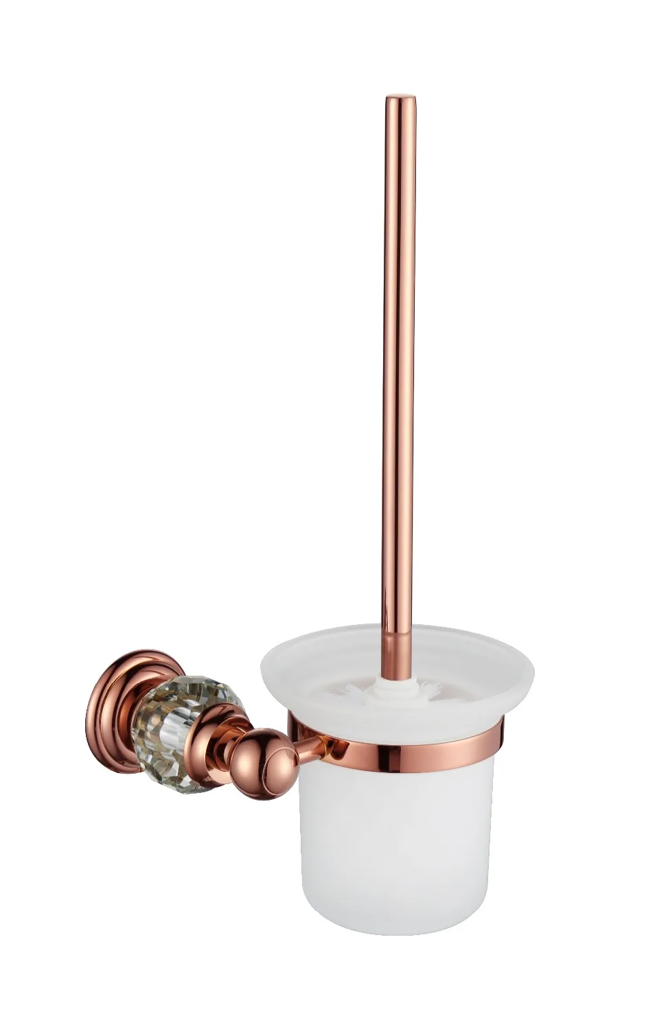 Free shipping Rose gold pvD clour crystal toilet brush holderin Toilet