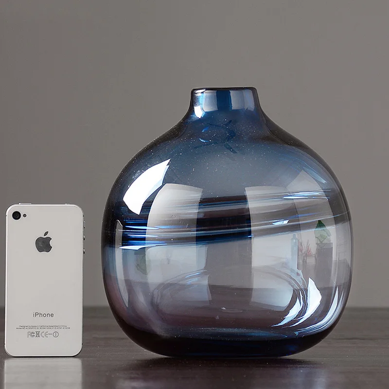 Современная Минималистичная стеклянная ваза с маленьким горлышком, сушенные цветочные контейнеры, большая ваза высокого качества, декоративная стеклянная ваза для дома - Цвет: B1