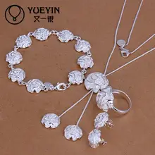 Значение продажи 4 шт. Цепочки и ожерелья серьги, браслет, кольцо наборы свадебных ювелирных изделий серебряные ювелирные изделия австрийского хрусталя Лидер продаж S271