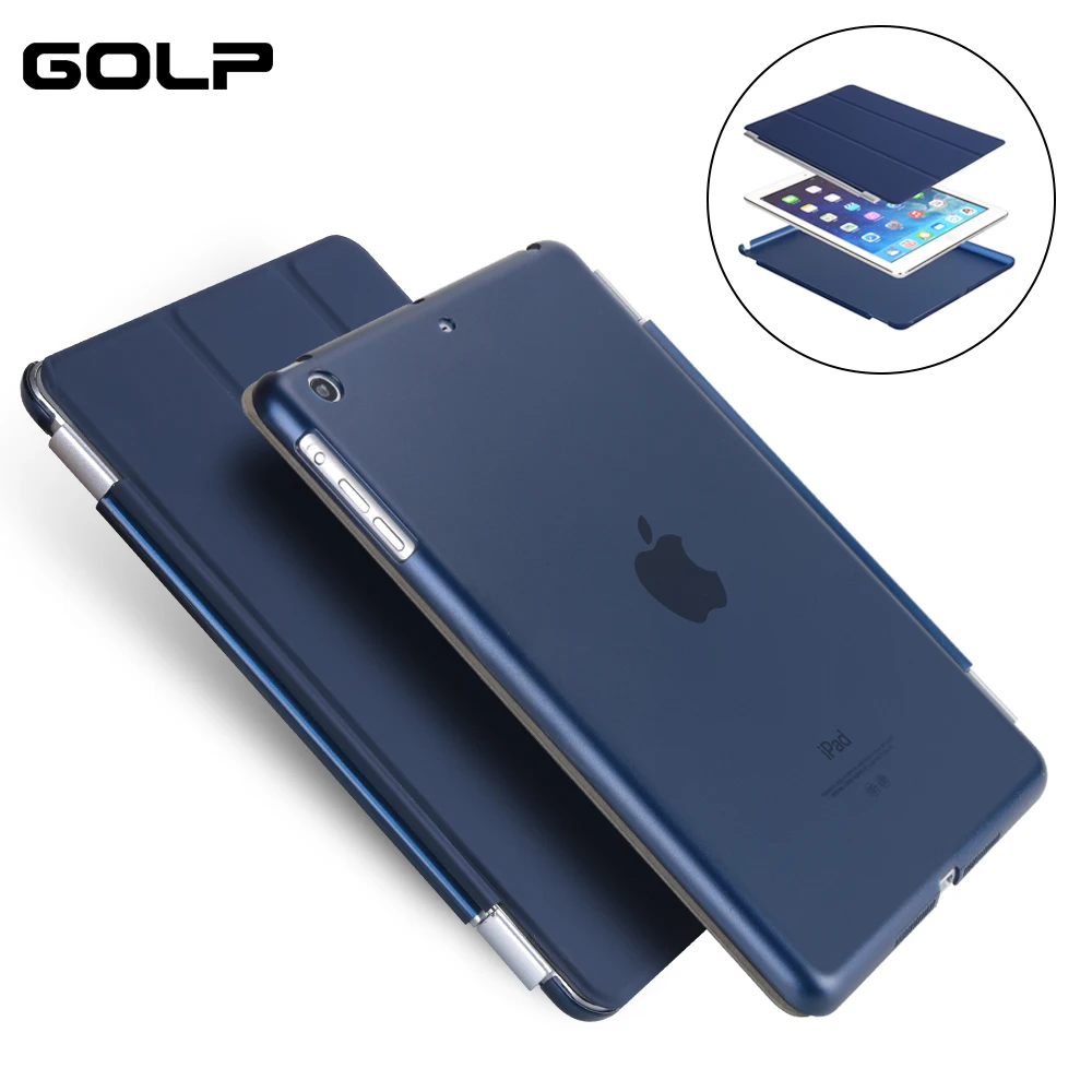 

Case for IPad Mini 1/2/3, GOLP 2 In 1 Perfect Fit Magnetic PU Leather Smart Cover PC Translucent Back Case for IPad Mini 1/2/3