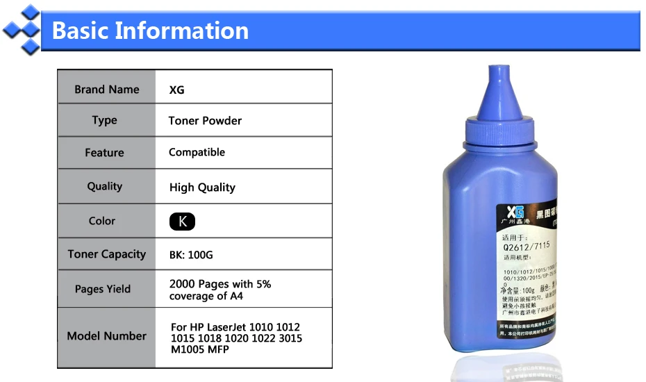 5X XG лазерный принтер черный Тонеры для HP LaserJet 1010 1012 1015 1018 1020 1022 3015 12A Q2612A Заправка принтера тонеры