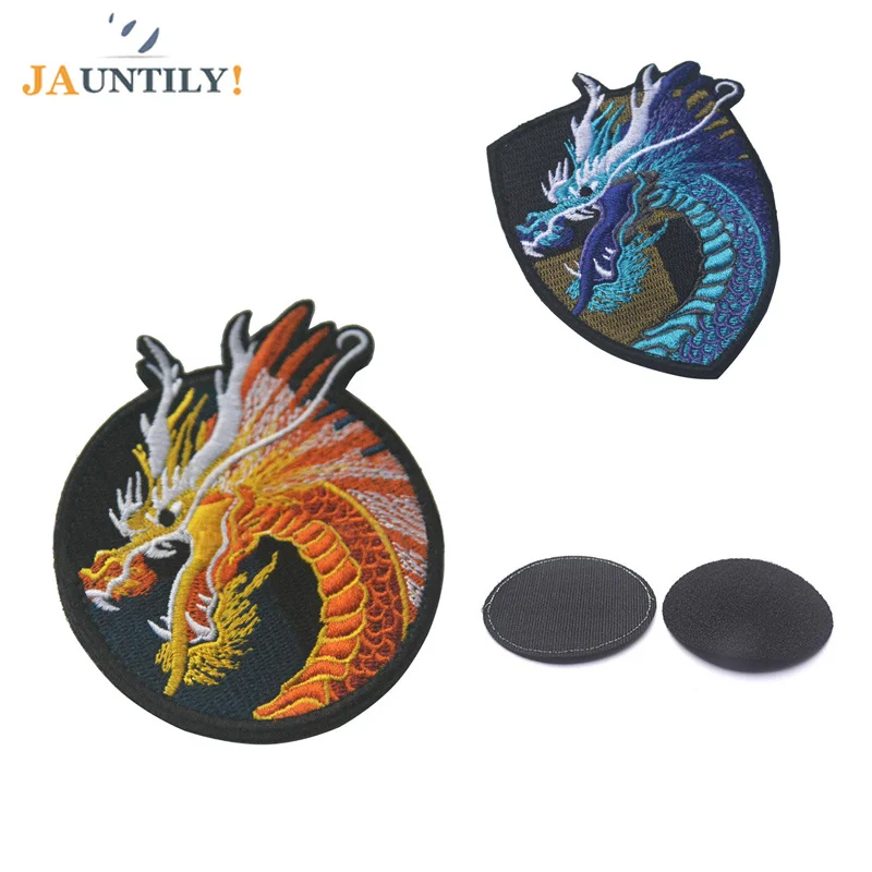 

Fabric Embroidered Badge Chinese Dragon Armband 100% Exquisitely Precision Full Embroidered Patches Hook&Loop Double Side