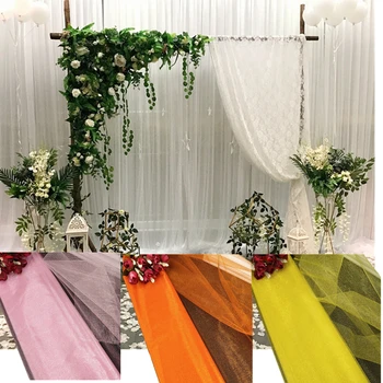

5m/lot yellow Romantic Snow Yarn Wedding Arches Sheer Crystal Organza Tulle Fabric For Wedding Party New Year Decoration 6Z