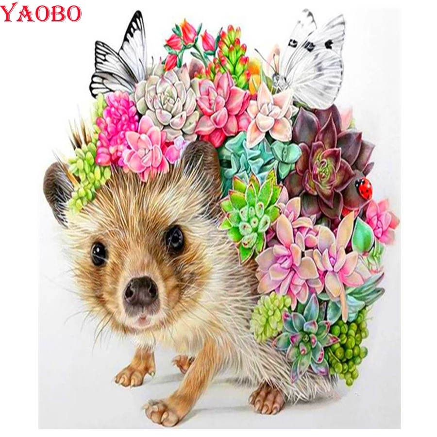DIY 5D полный квадратный Круглый Алмаз Картина Ежик цветок картина Стразы Вышивка