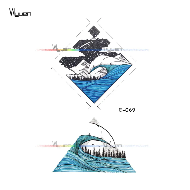 Wyuen Planet временные татуировки наклейки на боди арт карта координата пространства тату горная Вселенная водонепроницаемый поддельные татуировки E-001