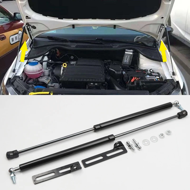 

2PCS Car Accessories Black Front Engine Cover Supporting Hood Strut Rod Hydraulic Hood Poles For VW Volkswagen Polo 2011-2017