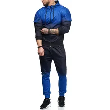 AmberHeard Men Sporting Suit Fahion Hooded Jacket+Pants Sportswear Two Piece Set Hip Hop Streetwear Gradient Male Tracksuit