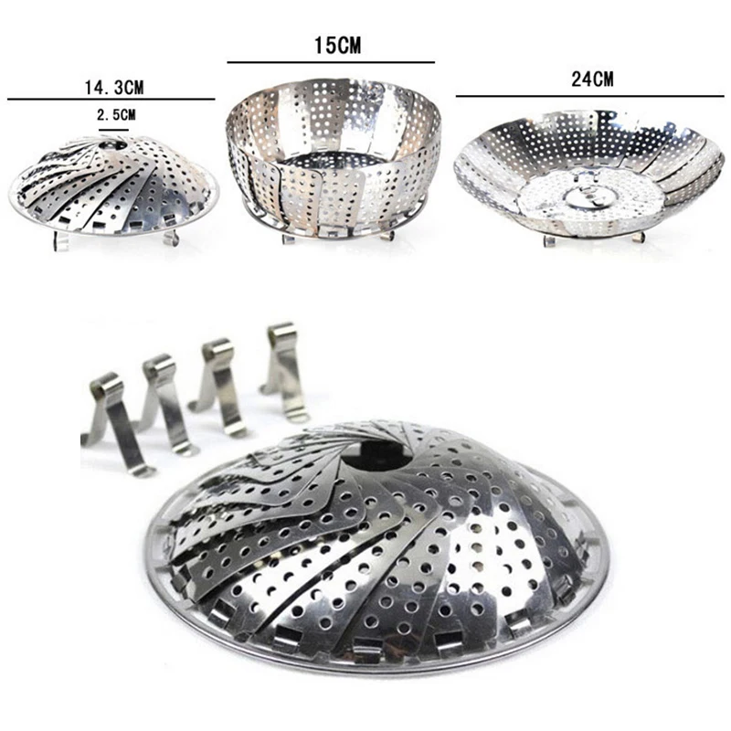 1 Pc Stainless Steel Folding Steamer Steam Vegetable Basket Fruit