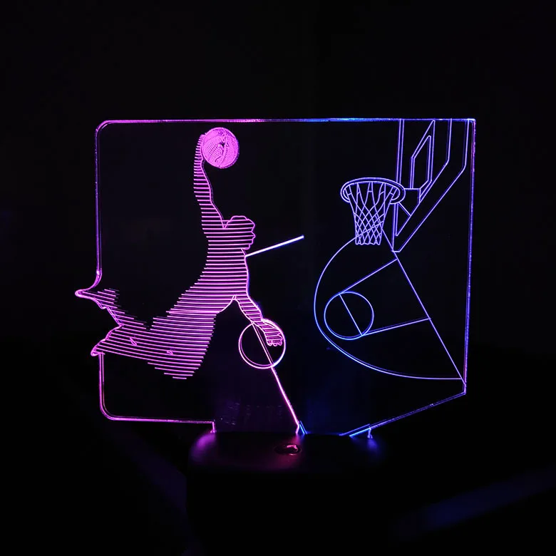 

Flying Buckle 3d Visual Led Stereo Lamp Creative Seven Color Touch Charging 3d Light Fixtures wholesale Valentine's Day gift