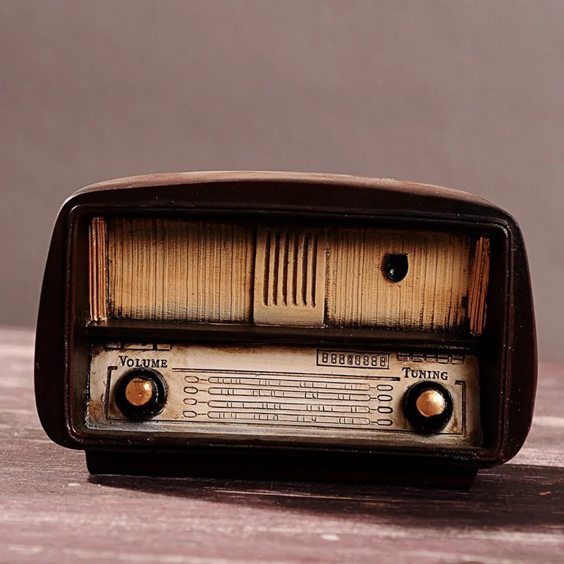 Статуэтки миниатюры Винтаж радио ремесло подарок на день рождения Европейский стиль Античная имитация домашнего декора смолы Радио Модель