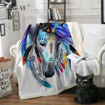 

JaneYU Double-layer Thickened Blanket Printing Cotton Furry Blanket Sofa Cover Blanket Lazy Blanket