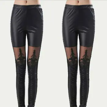 

Women Pants Faux Leather Trousers Jeans Skinny Black Slim Fit Look