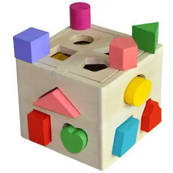 

WYNLZQ 13 Holes Intelligence Box Shape Sorter Cognitive Matching Wooden Building Blocks Baby Kids Children Educational Toy Gifts