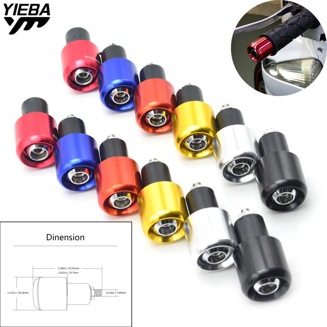 22MM Motorcycle Handle Hand Bar Ends Grips Ends FOR YAMAHA TMAX500/530 XP500 XP530 XT660/X/R/Z SUZUKI HAYABUSA/GSXR1300 GSXR750