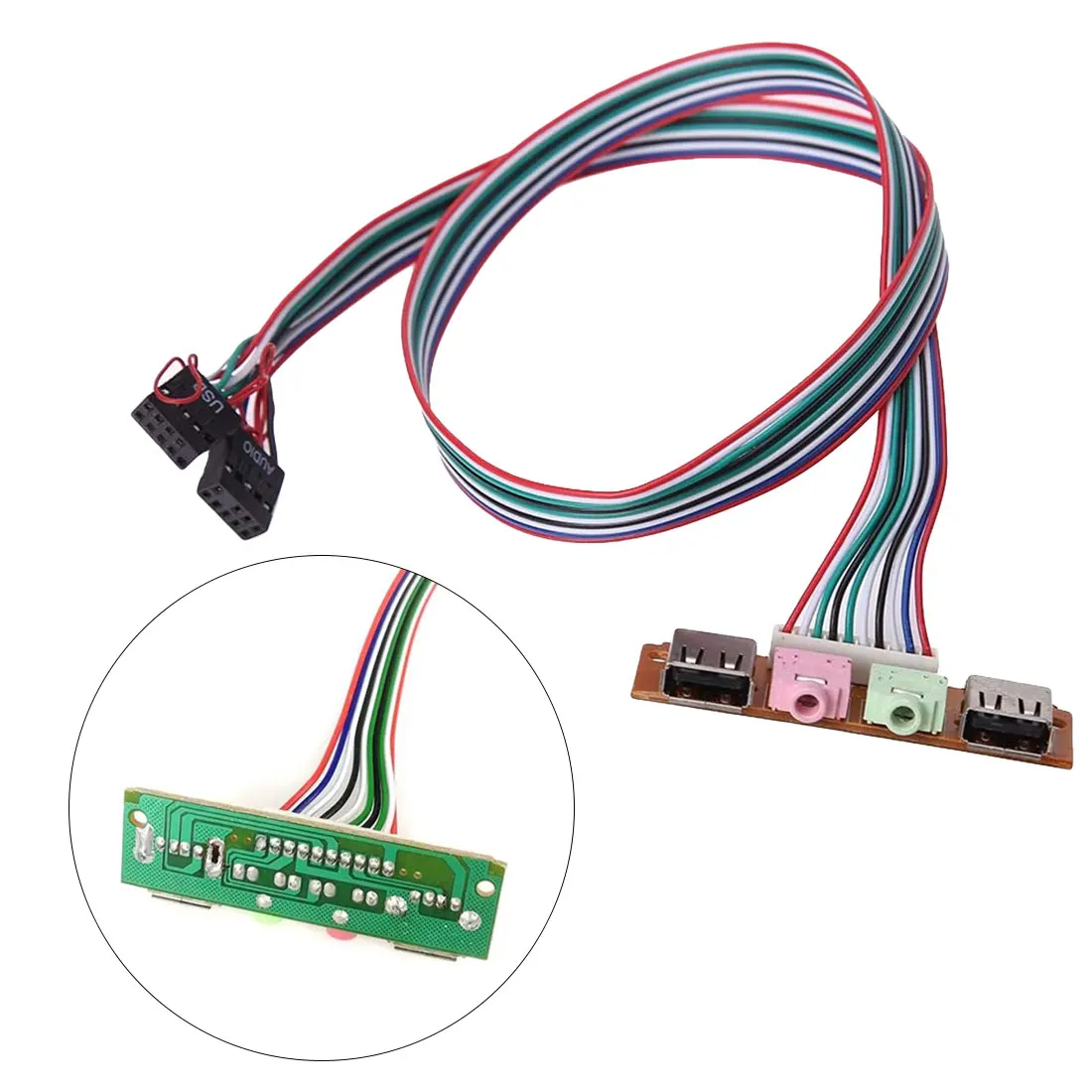 

1pcs 2 USB 2.0 AUDIO Mic headphone earphone 3.5mm plug PC case panel cable cord Desktop chost case Front I/O Panel