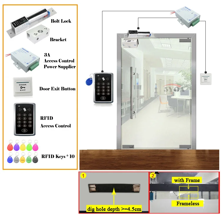 RFID система контроля доступа комплект деревянные очки дверной набор Электрический магнитный замок ID карта Keytab источник питания Кнопка выхода - Цвет: B03BltBracket