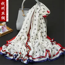 180x90 см Птица Цветок печатных шелк шифон Ткань натуральный шелк ткань материал сшить женское платье шарф HG36