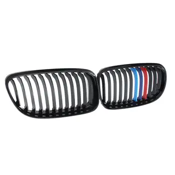 

For BMW E90 E91 LCI 325i 328i 335i 2009 2010 2011 Pair Gloss Black M-Color Kidney Grille