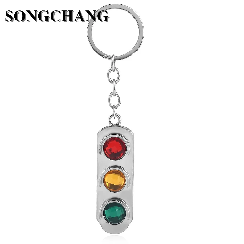 NEW Traffic Safe Traffic Light Keychain Red Green Yellow Crystal