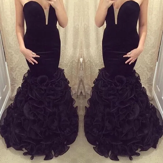 New-African-Velvet-Burgundy-Mermaid-Prom-Dresses-Fast-Shipping-2016-Organza-Ruffles-Long-Prom-Party-Dress