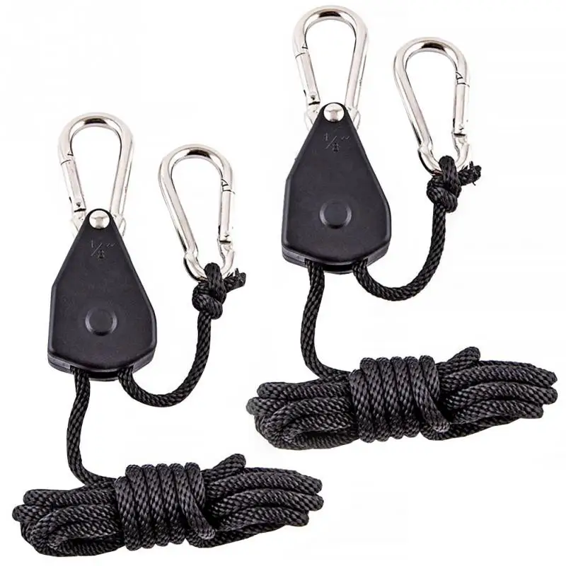 

Adjustable 1 Pair 2 PCS 1/8 Inch Nylon Rope Ratchet Yoyo Hangers for Grow Tent Room Fan Carbon Filter Led Grow Light^