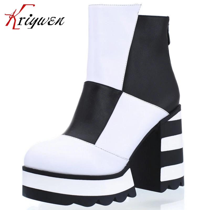 black and white cowhide boots