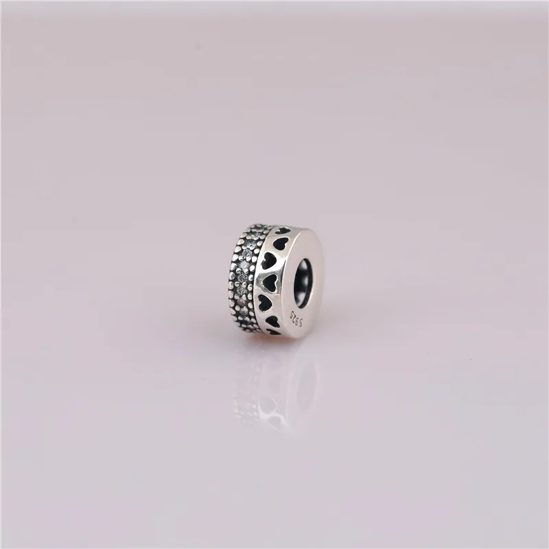

925 sterling silver charm, CZ heart-shaped charm, s925 sterling silver charm, bracelet DIY heart spaceman charm