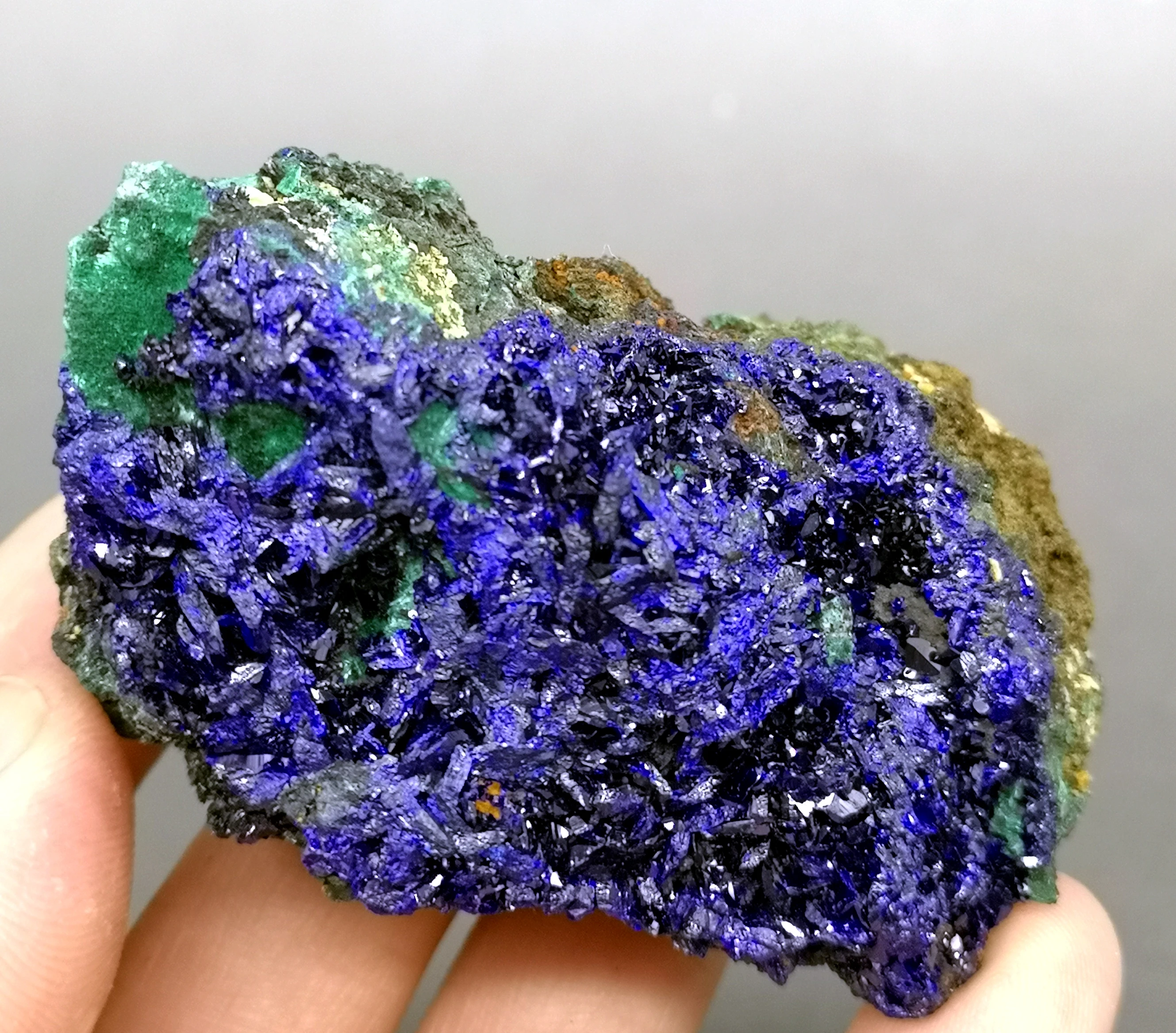 Best! 99g Natural stone shiny azurite and malachite symbiotic mineral crystal specimens Stones and crystals from China