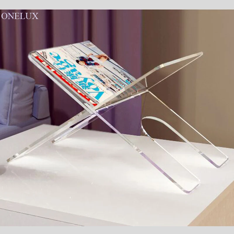 Flat Packed Acrylic Newspaper Tray holder Plexiglass magazine rack Desktop Lucite book stand