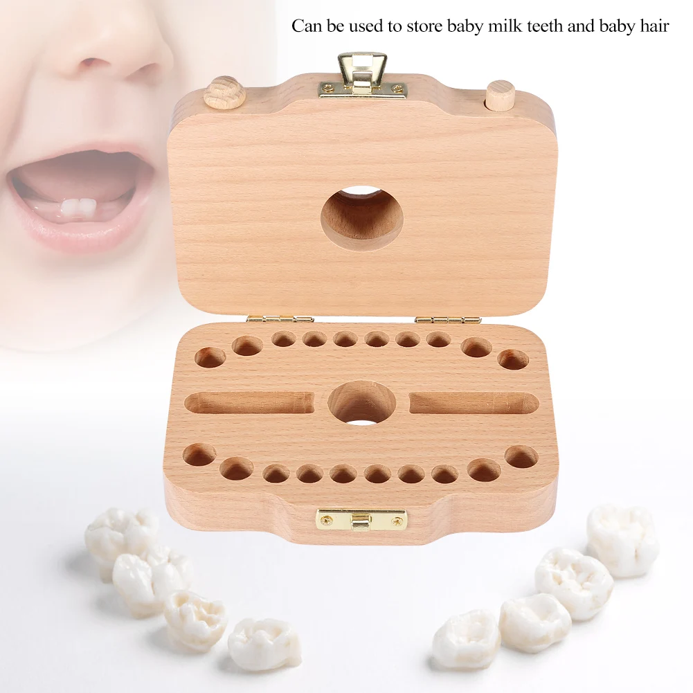 Английский/испанский деревянный ящик коробка зуб Органайзер сохранить емкость для хранения вставной челюсти молока хранения зубов