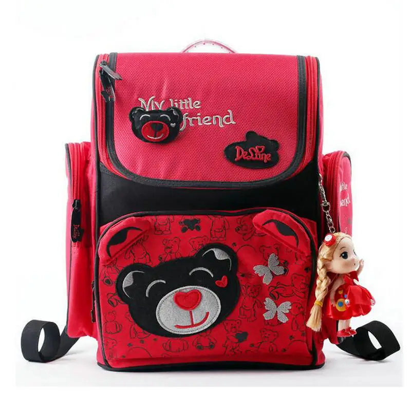 

Cartoon Russia Brand Delune Girls School Cute Backpacks Kids Bags Children Orthopedic Bear School Bags Cartoon Girl School Bag