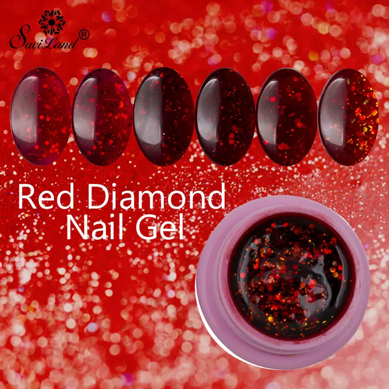 

Saviland 1pcs Red Diamond Nail Polish Hybrid Gel Esmalte Gel Paint UV Led Lamp for Nail Gel Varnish Glitter Gel Lacquer