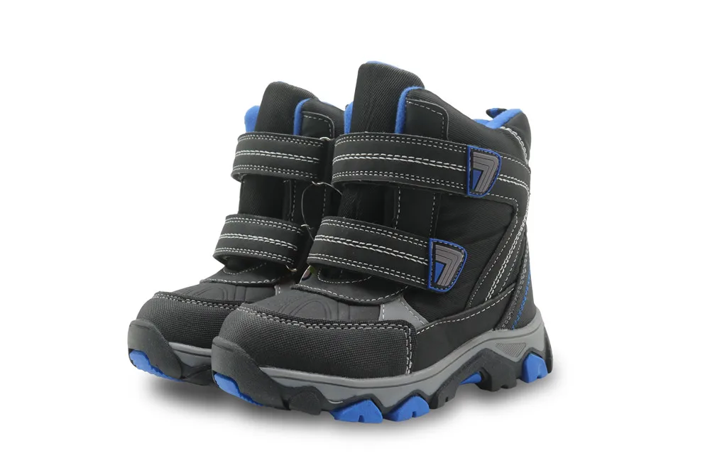 APAKOWA/зимние водонепроницаемые ботинки из искусственной кожи; теплые плюшевые ботинки для мальчиков; детская обувь до середины икры на резиновой подошве для маленьких мальчиков; европейские размеры 27-38