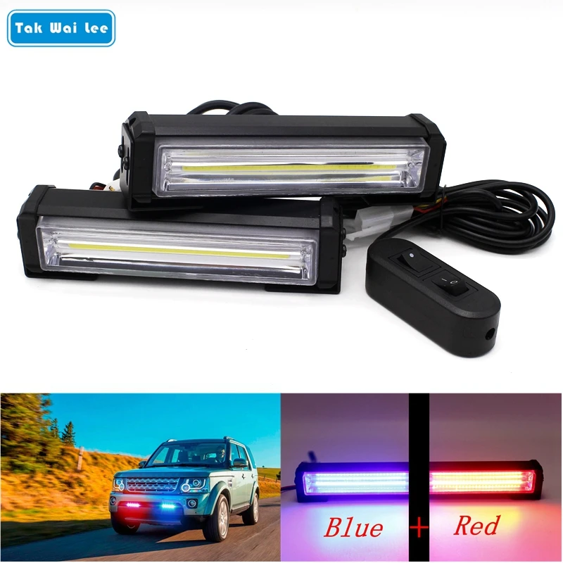 Tak Wai Lee 2X 40W COB LED Strobe Flash Warning Car Light DC12V 8 Modes Change