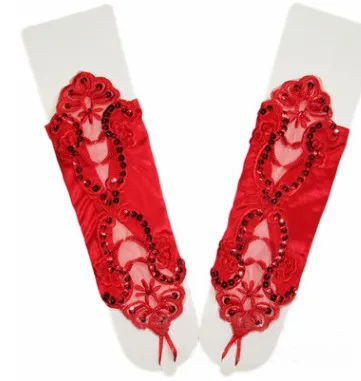 Женские 13 цветов винтажные Потрясающие вечерние кружевные перчатки без пальцев для свадьбы или выпускного вечера - Цвет: Красный