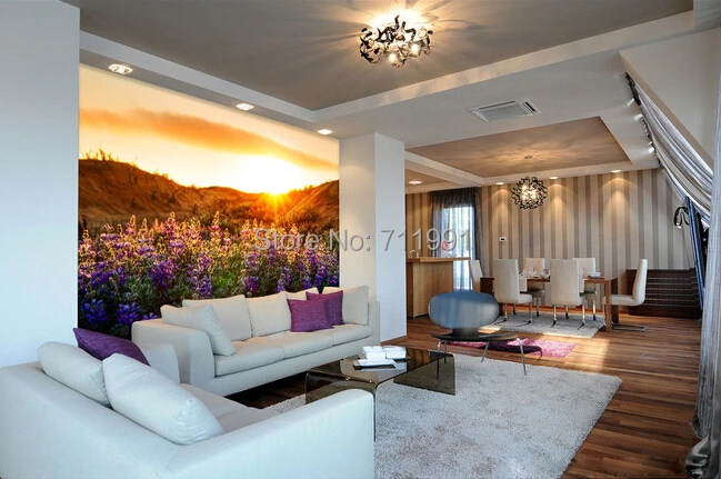 

3 d large lavender pastoral landscape wallpaper, custom murals, the sitting room the bedroom TV setting wall papel DE parede