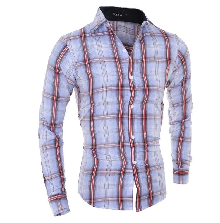 DropshippingCamisa Masculina Мужская Модная приталенная Повседневная рубашка с длинным рукавом, мужская рубашка с принтом, Азиатский размер