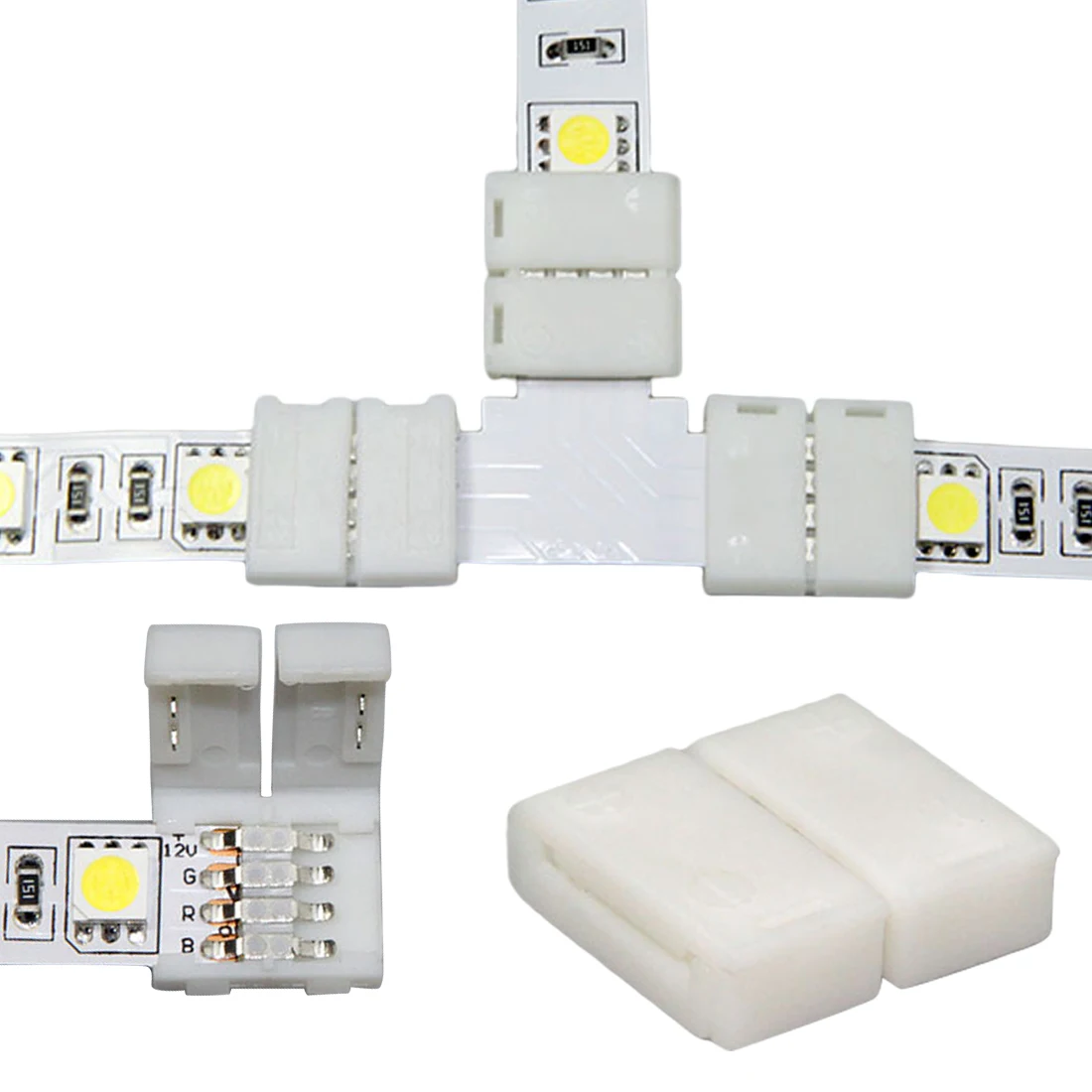 

10 set 4 pin LED Connector L Shape For Connecting Corner Right Angle 10mm 5050 RGB LED Strip Light RGB Color